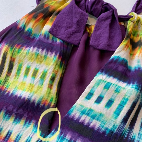 Trina Turk silk halter shift. Fully adjustable tie back. Fully lined. Multicolor - Picture 12 of 14